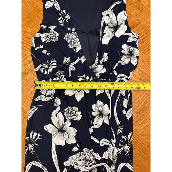 Eliza J Blue and White Floral Sleeveless Dress Size 10 - Picture 5 of 7